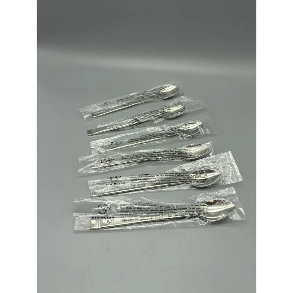 Lenox TIN CAN ALLEY 6 Iced Tea Spoons Glossy 18/8  Stainless Steel Flatware